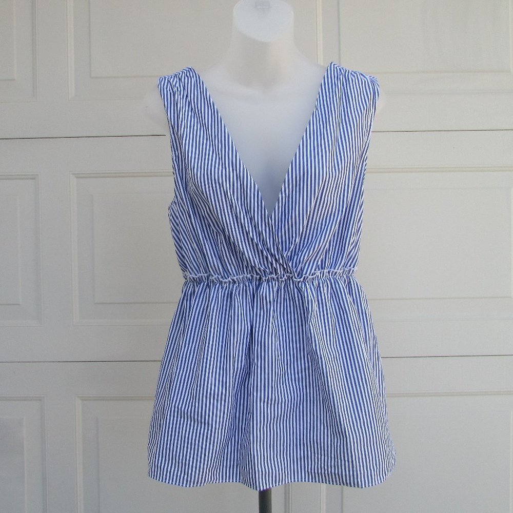 Banana Republic blue white cross back blouse M - Picture 3 of 8